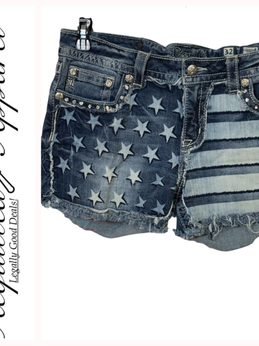 Miss Me Jeans American Stars & Stripes Distressed Raw Hem Shorts